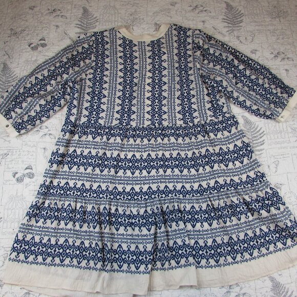 NEW Figueroa Flower Boho Woven Dress plus size summer 3/4 Sl L Blue Print 3X - Picture 11 of 11